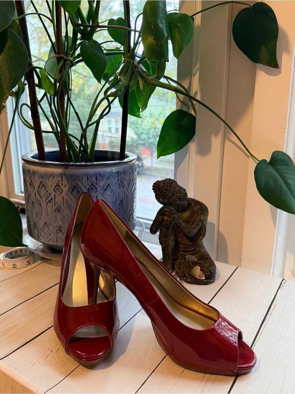 Bandolino | Red Patent Peep-Toe Heels